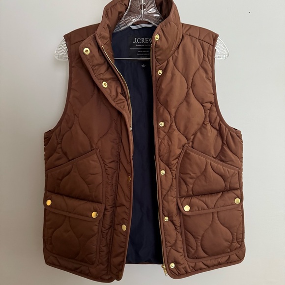 J.Crew Signature Puffer Vest Chocolate with Gold Accents - Picture 3 of 7